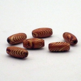 25 x  Houten kraal 15 x 7mm gat: c.a. 2,5mm