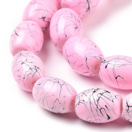 10  x  glaskralen drip-art ovaal 8 x 6~6,5mm, gat: 1mm Pearl Pink