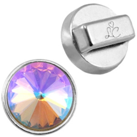 1 x DQ  Love Crystals setting/slider zilver ca. 14mm (voor puntstenen 12 mm) Ø10.2x2.2mm ♥