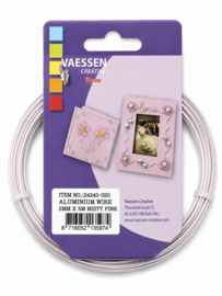 1 rol Vaessen Creative aluminiumdraad 2 mm x 5 meter – misty pink (Nikkelvrij)