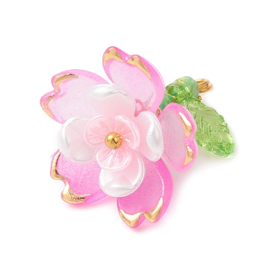 2 x  Bloem bedel acryl 17,5 x 18 x 19 mm – gat 1,8 mm – magenta