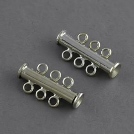 1x DQ metaal magneet schuifslot 23x11 mm voor 3 strengen (Nikkelvrij)