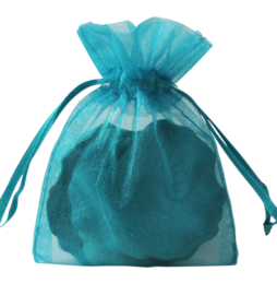 c.a. 100 stuks organza zakjes 9 x 12cm turquoise