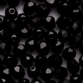 15 x  ronde Tsjechische kralen facet kristal 6mm kleur: zwart Gat c.a.: 1mm