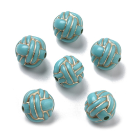 10 x Acryl kralen bloem 11 mm – gat 1,8 mm – cadet blue/goudkleur