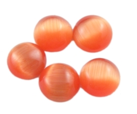 4 x Plaksteen glas cate-eye rond 10 x 2,5mm oranje