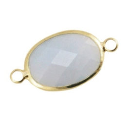 Crystal glas tussenstukken ovaal 13x18mm grey opal-gold