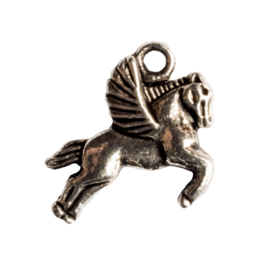 6 x metalen bedel paard met vleugels zilver kleur 17 x 17 mm oogje: 2mm