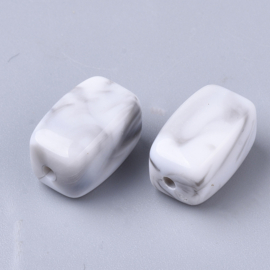 20 x Acryl kralen two tone opaque 13 x 7,5 x 7,5 mm – gat 1,6 mm – black & white
