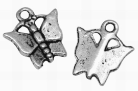 10 stuks Tibetaans zilveren bedeltjes van een vlinder 14 x 13 x 2mm gat: 2mm
