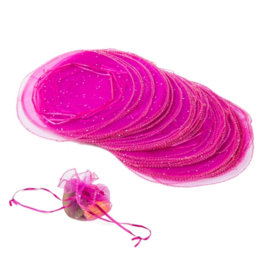 10 x ronde organza zakje fuchsia effen, Ø 24 cm (op is op!)