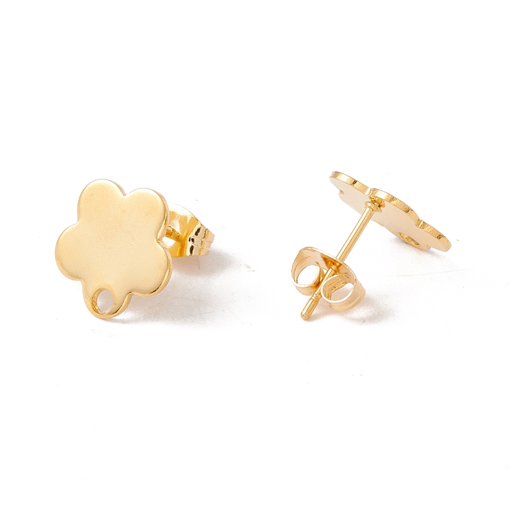 2 x oorbelsteker bloem – ca. 10 x 9 mm – oogje: 1,6 mm – steker: 0,8 mm – rvs – 24K goldplated