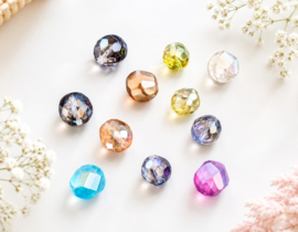 10 x Glaskralen facetkralen AB transparant mix – verschillende kleuren en maten ca. 10 t/m 14 mm