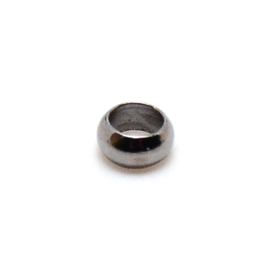 25 x Metalen knijpkralen messing rondel 4 x 2 mm – gat 2,5 mm – hematietkleur (Nikkelvrij)