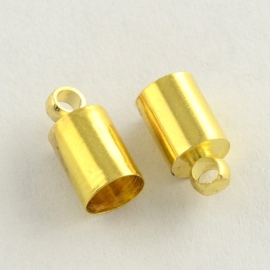 10 x  goudkleur cord cap  9 x 3mm binnenzijde Ø2mm gat: 1,5mm