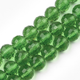 10 x Glas facet kraal 12 mm – gat Ø 2 mm – groen