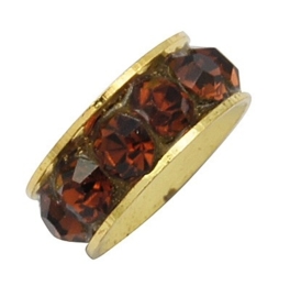 Schitterende Gold Plated  European Jewelry kraal met bergkristal erg mooi!! Saddle Brown 11 x 4,3mm, gat: 5mm