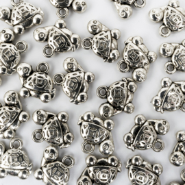 10x Tibetaans zilveren bedel van een schildpad 12,5 mm x 11,5 mm