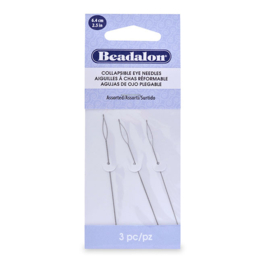 3 x Beadalon flexibele rijgnaalden 6.4cm assortiment Zilver