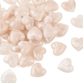 10 x Acryl kralen hart two tone opaque 22 mm – T-geboord – gat 2–2,4 mm – Misty Rose