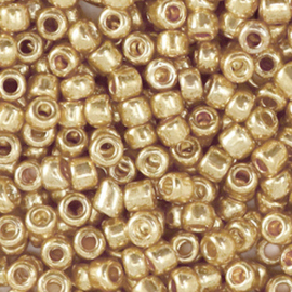 20 gram  Glaskralen Rocailles 8/0 (3mm) Metallic shine deep gold