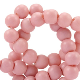 20 x  4mm glaskraal full mat Pale blush pink