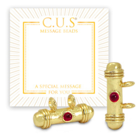 1 x C.U.S Sieraden message beads hanger Gold-cherry red