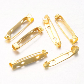 10 x broche spelden 30 x 6 x 5mm 2 gaten goud  kleur