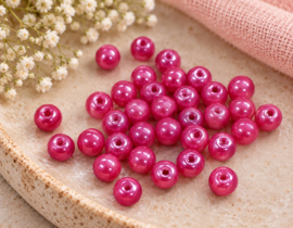 80 x Glasparels 6 mm – gat 1 mm – roze