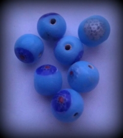 10 x  Glaskraal India blauw bewerkt 10 mm