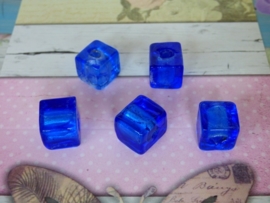 3x Glaskraal  blauw zilverfolie 172 afmeting ca. 12mm