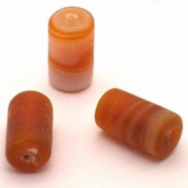 10x Oranje Cilinder glas Kraal 21x13mm