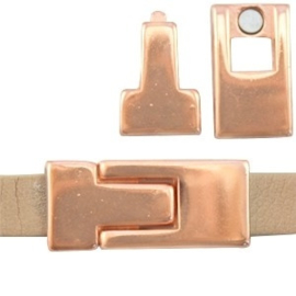 1x DQ metaal magneetslot 30 x 13 mm voor 10 mm plat leer Rosé goud