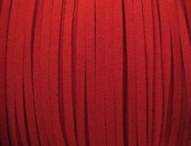 2 meter Faux suède veter  breed  3mm kleur: Rood