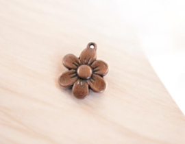 4 x bedel bloem 18x22mm rood koper kleur
