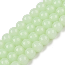 30 x Glaskralen imitatie jade rond 6-6,5 mm – gat 1,4 mm – Light Green