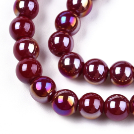 20 x Diamond coated glaskralen 4~4,5 mm, gat: 0,8 mm, Dark Red