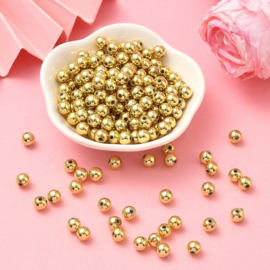 25 x Metaallook acryl kralen 6 mm – gat 1 mm – goudkleur
