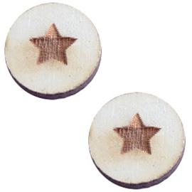 1 x Houten cabochon basic 12 mm star small Grey