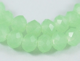 Streng met c.a. 100 stuks electroplated briolette kristal kraal 6 x 4mm gat 1mm imitatie Opal groen