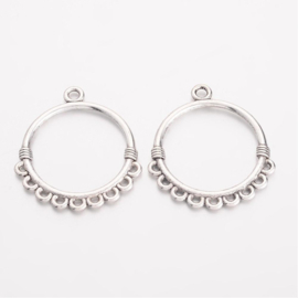 2 prachtige Tibetaans zilveren oorbellen ornamenten 30 x 34,5 x 3mm oogjes: 2mm
