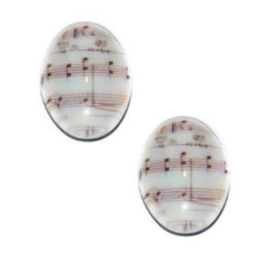 2 x Glas Cabochon 18x13 mm Muzieknoten