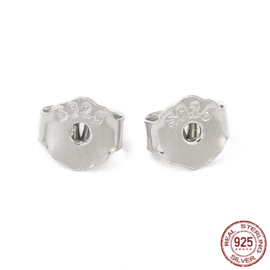 1 paar 925 sterling zilveren oorbelstoppers 4,5 x 4 x 2 mm – gat ca. 0,9 mm – real platinum plated