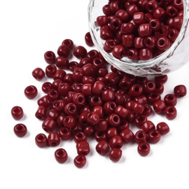 20 gram rocailles Seed Beads 6/0  4mm gat: 1,5mm Opaque Dark Red