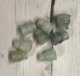 5 x edelsteen kraal van Chinese Jade 10mm Sluitkraal met 3 gaatjes  gat 1mm afsluit kralen Buddha armbanden