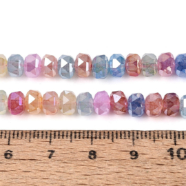 15 x Glaskralen imitatie jade facetgeslepen rondelle 5,5-6 x 4-4,5 mm – gat 0,8-1,2 mm – Mixed Color