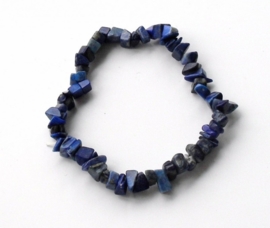 Armband met elastiek, gepolijste split kralen Lapis Lazuli
