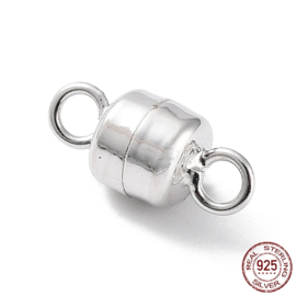 1 x 925 Sterling zilveren magneetsluiting kolom 10,5 x 5 x 5 mm – gat 1,8 mm – platinumkleur – Anti-Tarnish