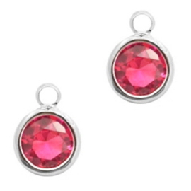 1 x DQ facethanger gekleurd Indian Pink - crystal-silver 7x10 mm