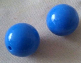 10 x Acrylkralen blauw 18 mm, gat 2 mm